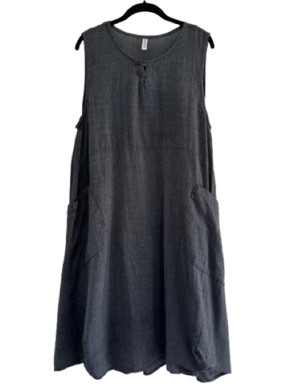 Avatar Clothing Grey Cotton Sleeveless Draped Midi Dress Lagenlook Minimalist